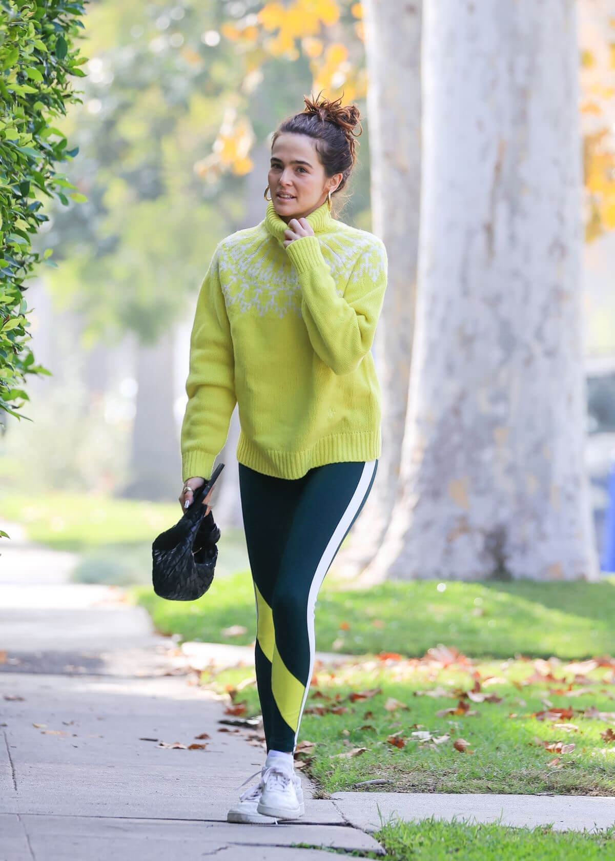 Zoey Deutch in High Neck with Tights at Pilates Class in West Hollywood 11/19/2021