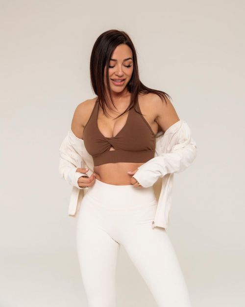 Ana Cheri in Cheri Fit Brown Crop Top and White Tights, January 2022 4