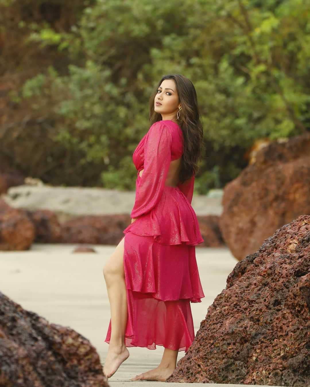 Catherine Tresa Alexander Photoshoot in Stylish Pink Outfit at Beach, December 2021