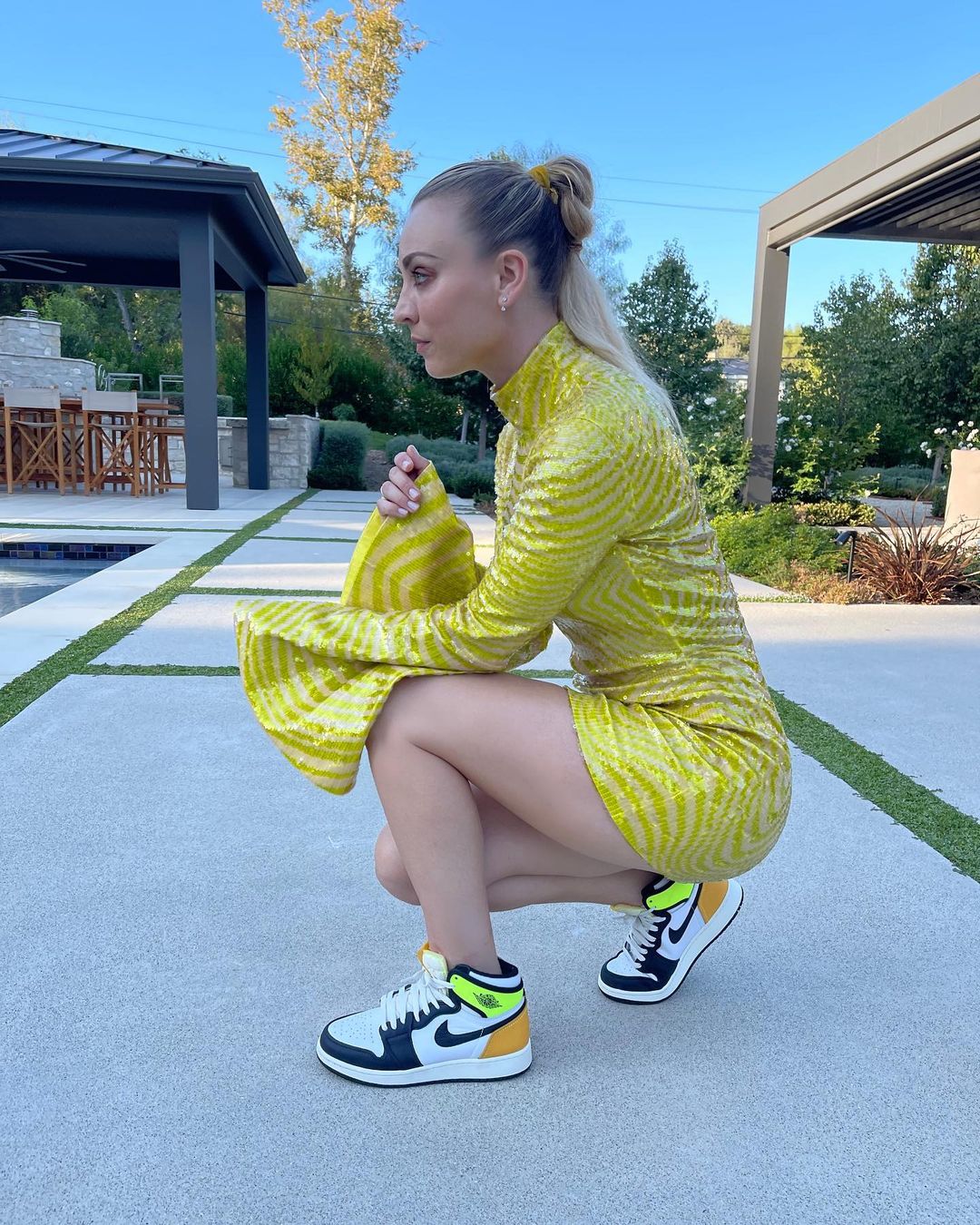Kaley Cuoco in a Yellow Dress Designed by Stella McCartney, September 2021