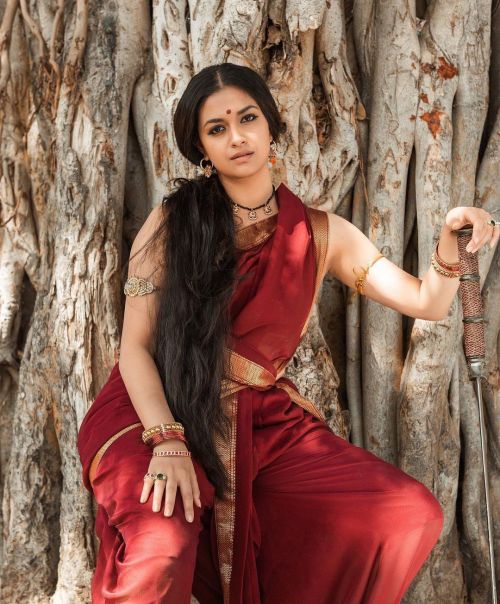 Keerthy Suresh in Aarcha Look at the set of Marakkar: Lion of the Arabian Sea Movie, December 2021 2