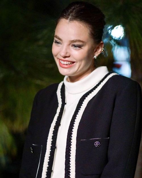 Kristine Froseth in Black and White Outfit at Chanel Dinner to Celebrate Five Echoes in Miami 3