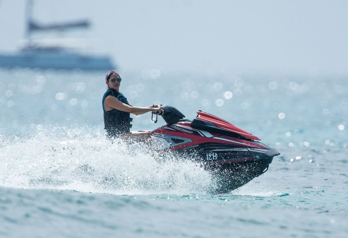 Lauren Silverman enjoys at Jet Ski Rides in Barbados Beach