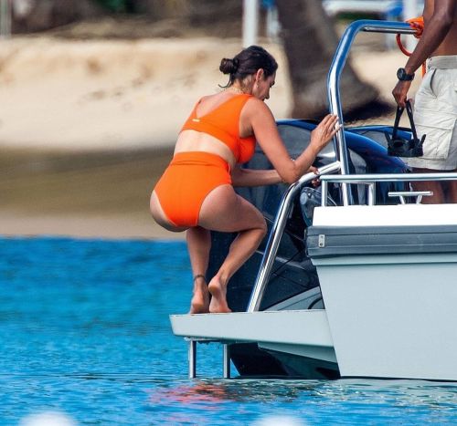 Lauren Silverman in Orange Bikini at Jet Ski Rides in Barbados Beach
