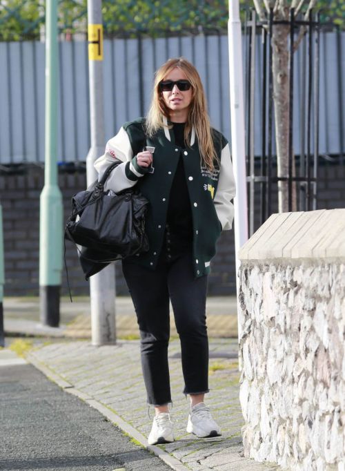 Louise Redknapp in Green White Jacket and Black Denim Day Out and About in Plymouth 1