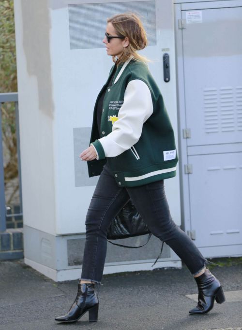 Louise Redknapp in Green White Jacket and Black Denim Day Out and About in Plymouth 3