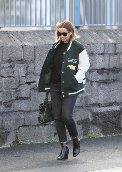 Louise Redknapp in Green White Jacket and Black Denim Day Out and About in Plymouth 4