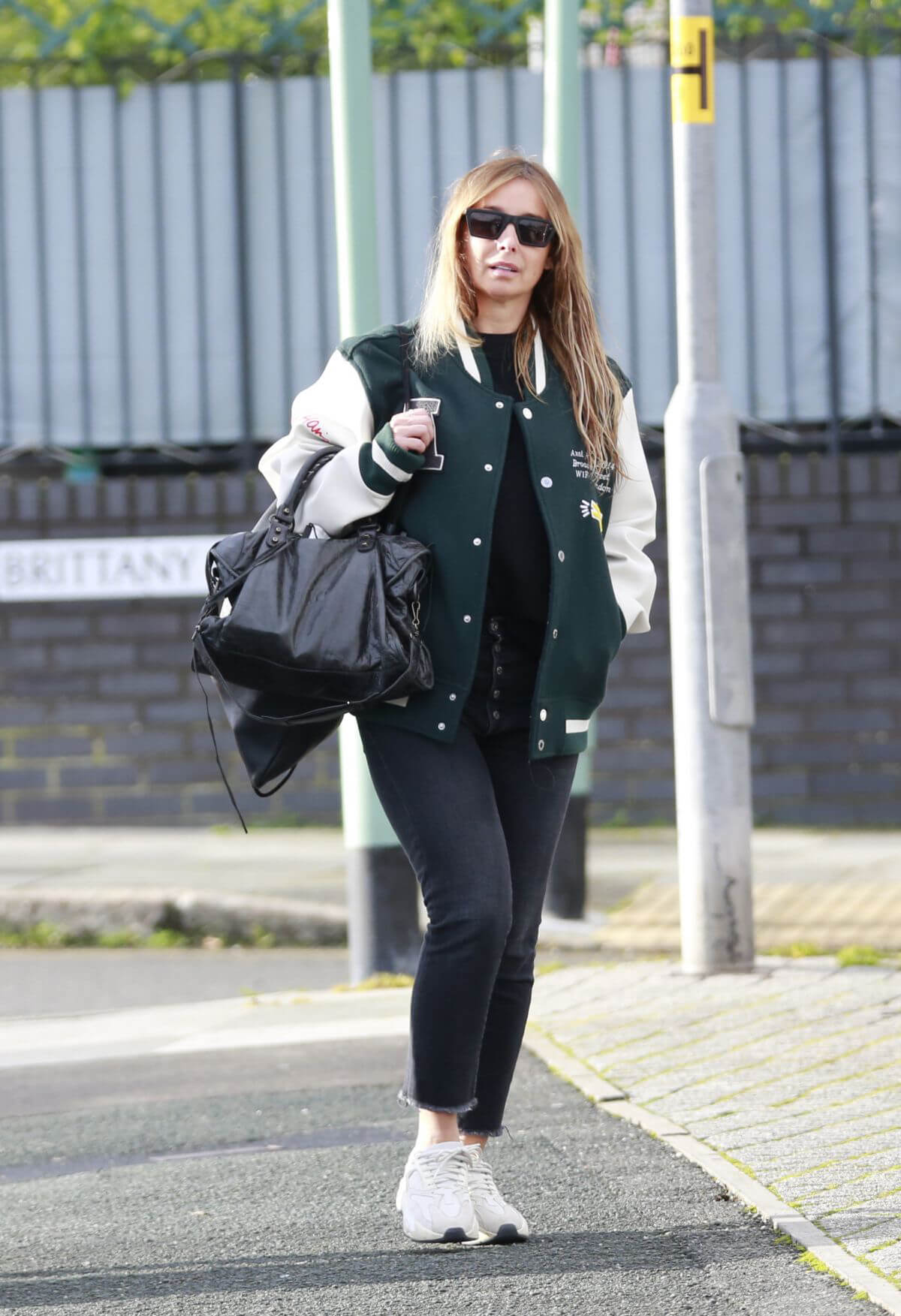 Louise Redknapp in Green White Jacket and Black Denim Day Out and About in Plymouth 3