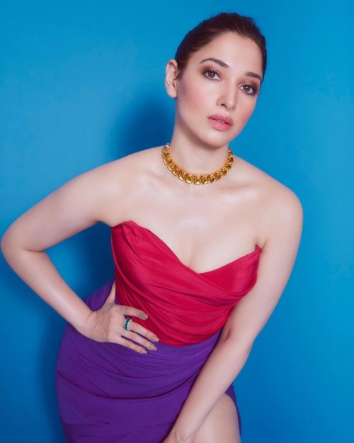 Tamannaah wears Pink and Purple Outfit  Designed by Saisha Shinde, December 2021