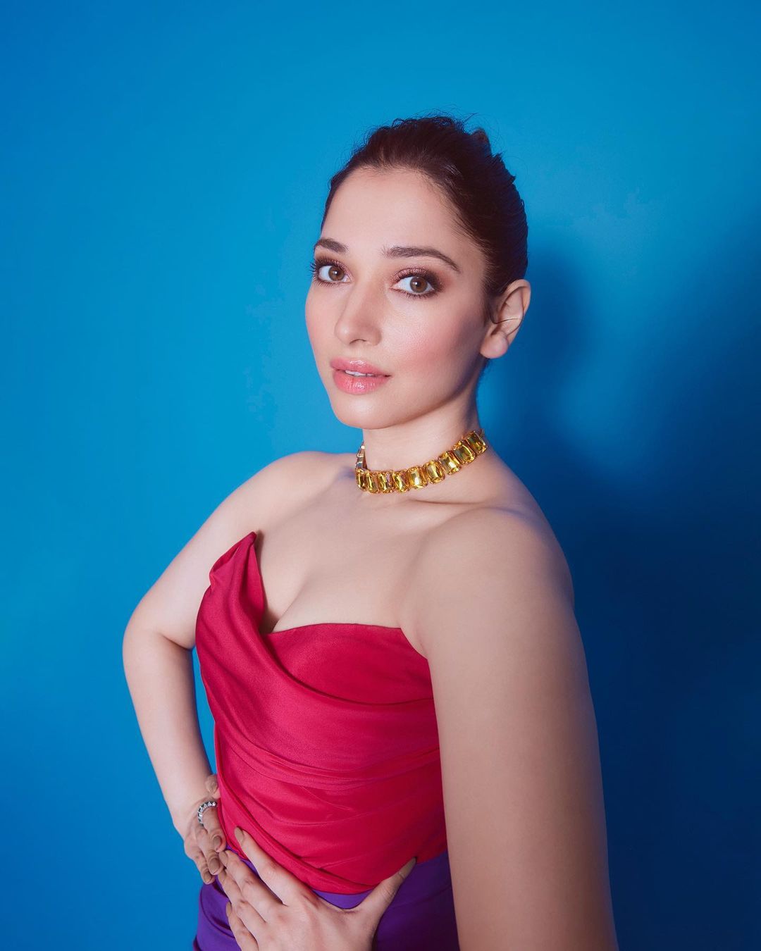Tamannaah wears Pink and Purple Outfit  Designed by Saisha Shinde, December 2021 1