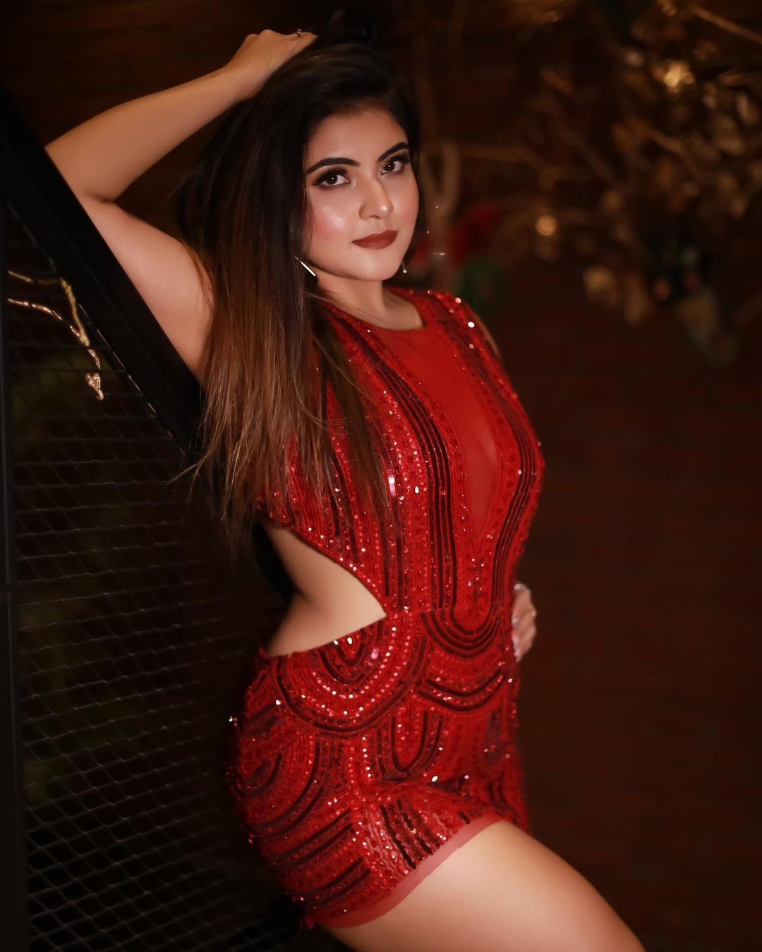 Twinkle Sharma wears a Red Outfit Designed by Ashfaque Ahmad for the photoshoot, December 2021
