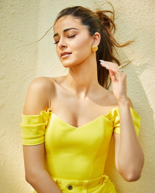 Ananya Panday Photoshoot in Yellow Off Shoulder Dress, February 2022 4