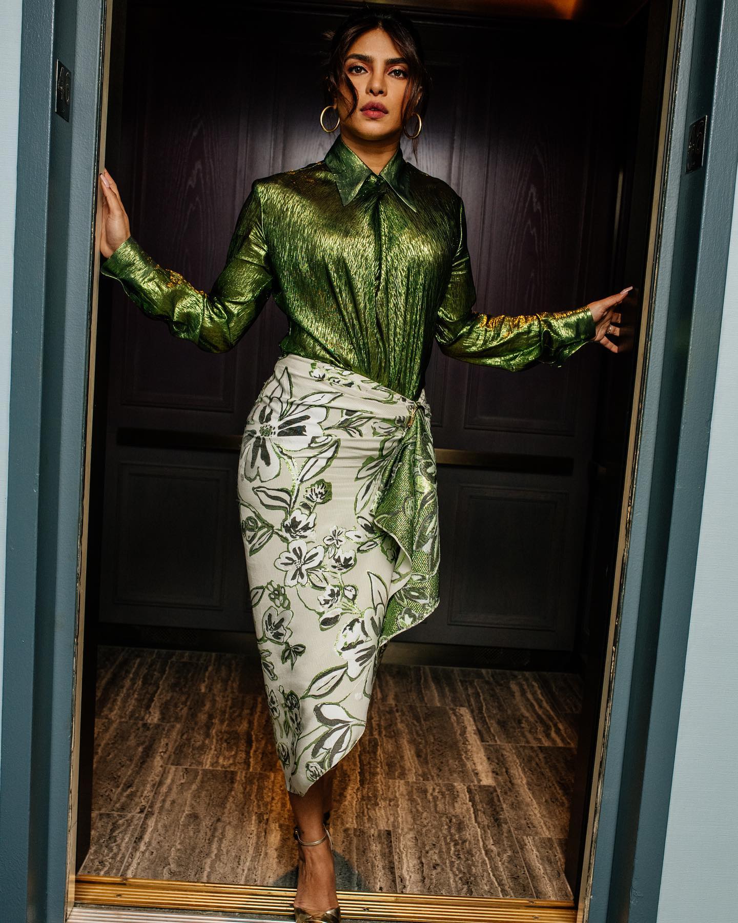 Priyanka Chopra in Sparky Green Shirt Photos, December 2021