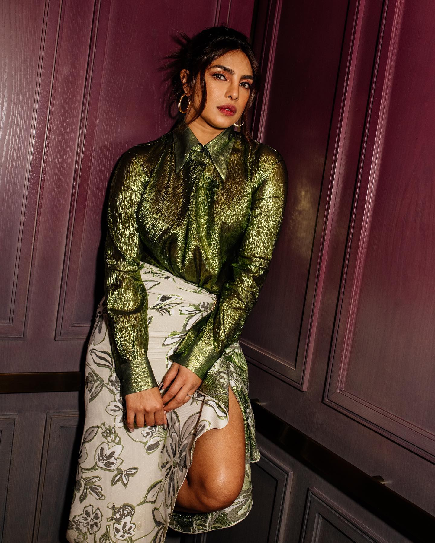 Priyanka Chopra in Sparky Green Shirt Photos, December 2021 2