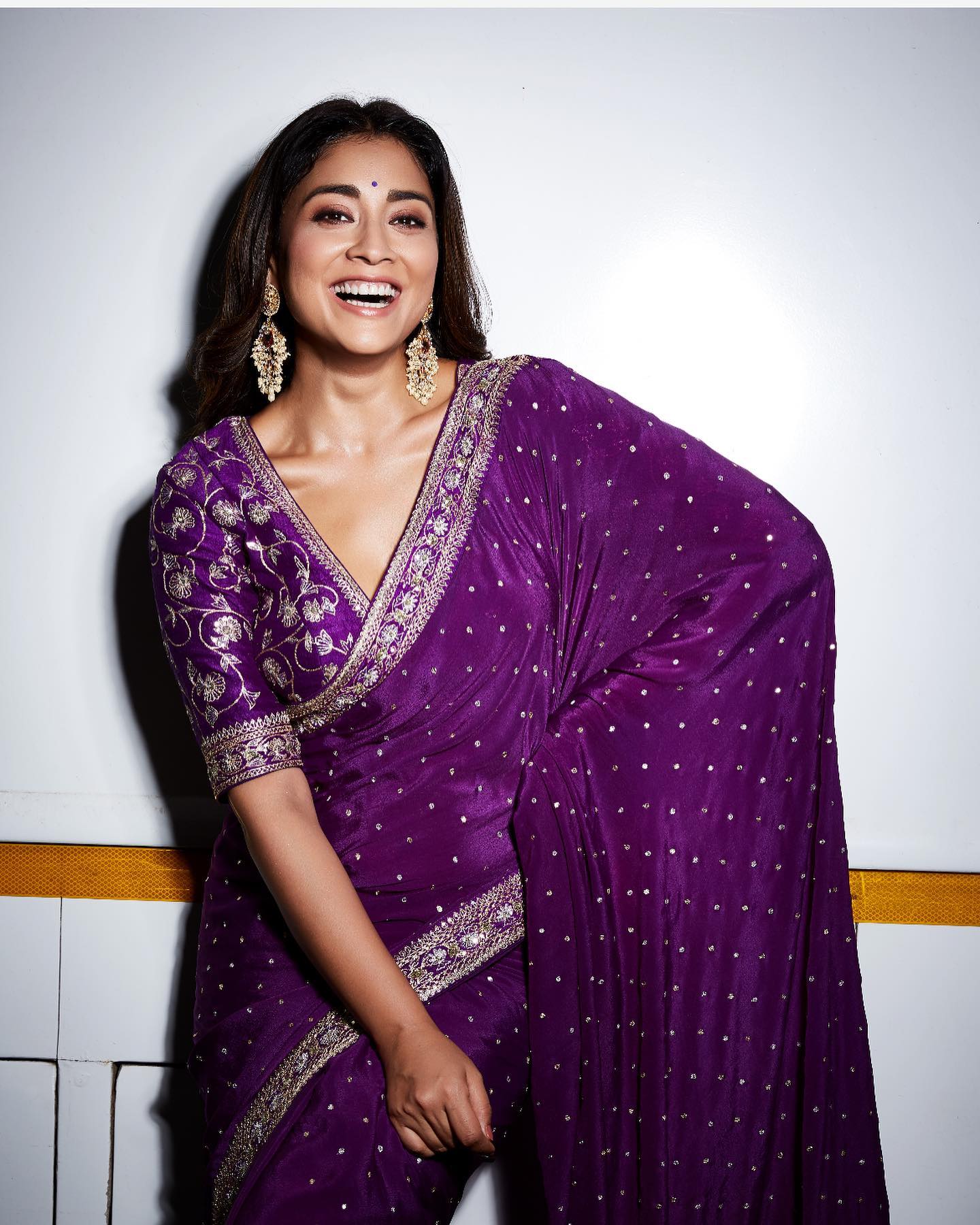 Shriya Saran in Purple Saree Photoshoot, April 2022