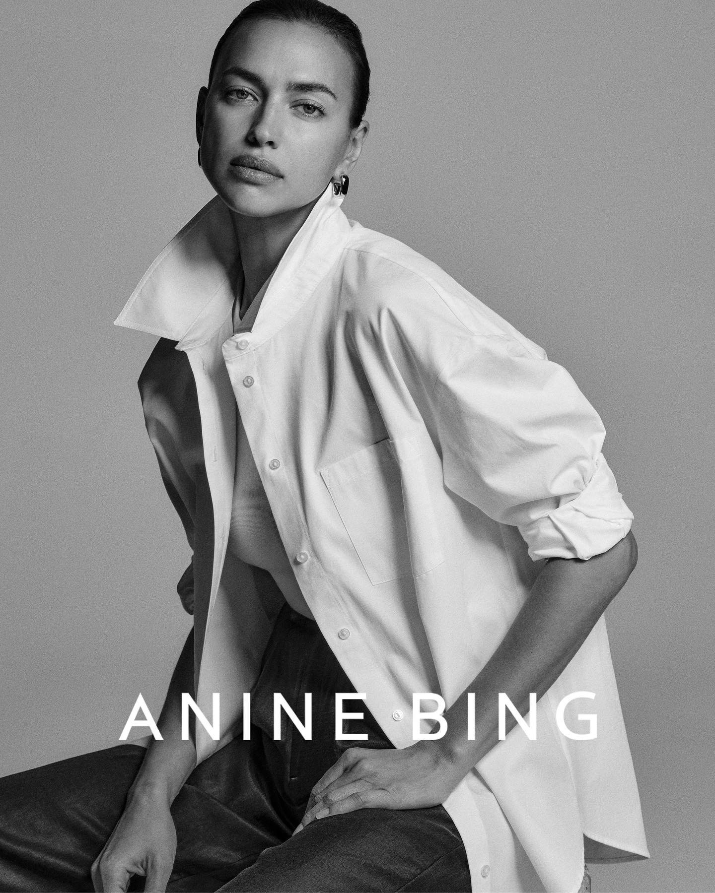 Irina Shayk B&W Photoshoot for ANINE BING Campaign, March 2022