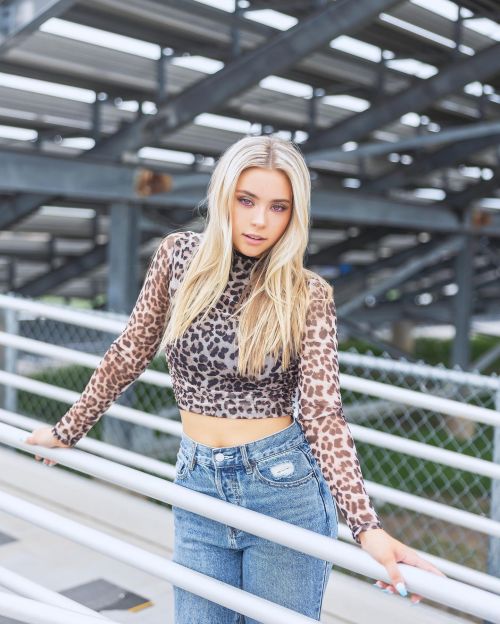 Morgan Raine wore a Animal Print Top and Denim in Photoshoot at Texas 2
