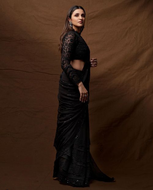 Parineeti Chopra seen in Black Full Sleeve Saree in Photoshoot, May 2022 1