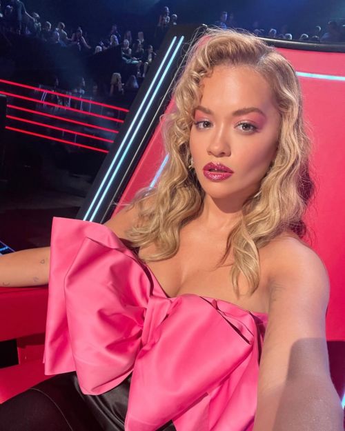 Rita ora seen in Pink Bow Mini Dress at The Voice Australia, Season 11 6