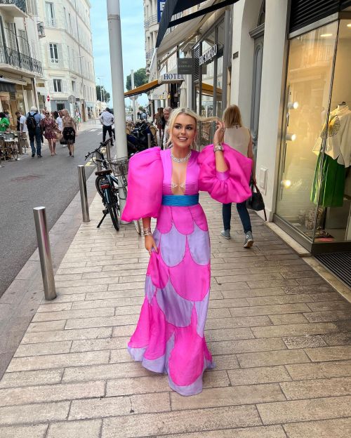 Tallia Storm in YANINA Couture Pink Dress at 2022 Cannes Film Festival, May 2022 1