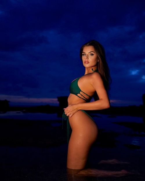 Valeria Vasilieva photoshoot in green color bikini at Bali, Indonesia, May 2022