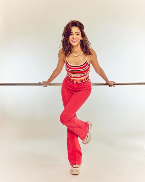 Ananya Panday seen in Colorful Top and Red Denim during Photoshoot
