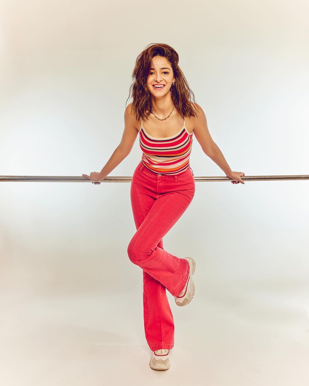 Ananya Panday seen in Colorful Top and Red Denim during Photoshoot 1