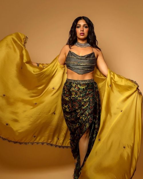 Bhumi Pednekar wears Printed Indo-Western Outfit During Photoshoot 3
