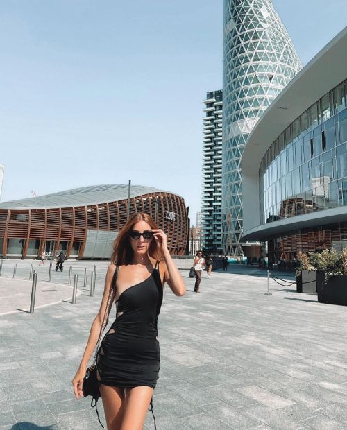 Lucia Luciano seen in Zaful Black Short Dress at Milan City 1