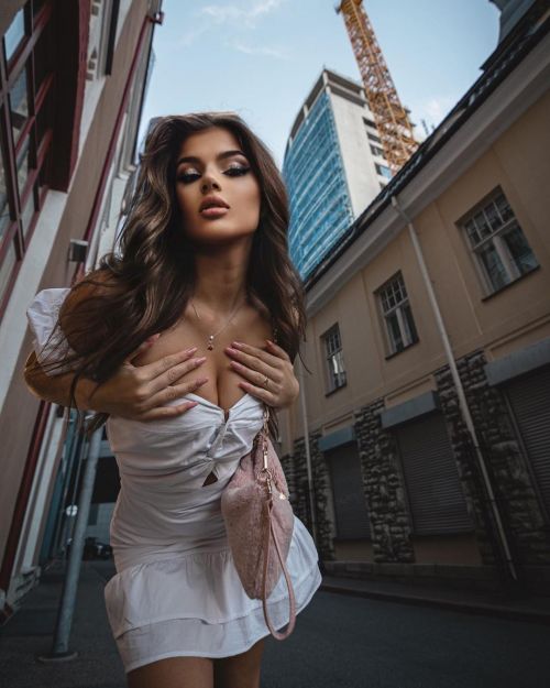 Valeria Vasilieva seen Off Shoulders White Short Dress at  Tallinn, Estonia