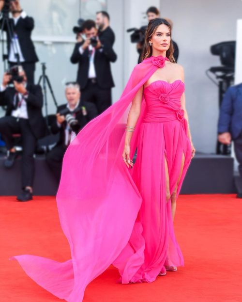 Alessandra Ambrosio seen in Pretty Pink at 79th Venice International Film Festival
