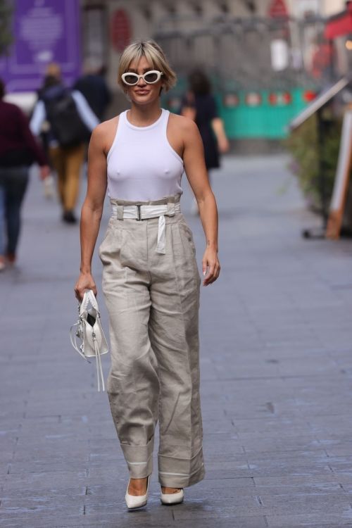 Ashley Roberts in White Top and Cargo Pants at Heart Breakfast Show in London