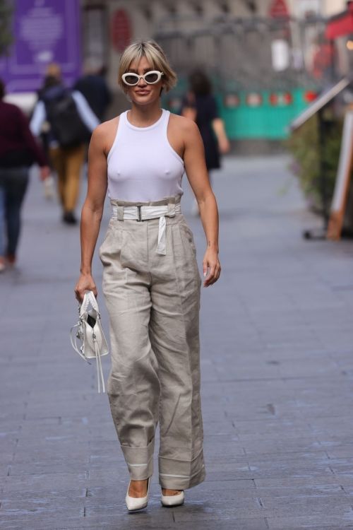 Ashley Roberts in White Top and Cargo Pants at Heart Breakfast Show in London 3