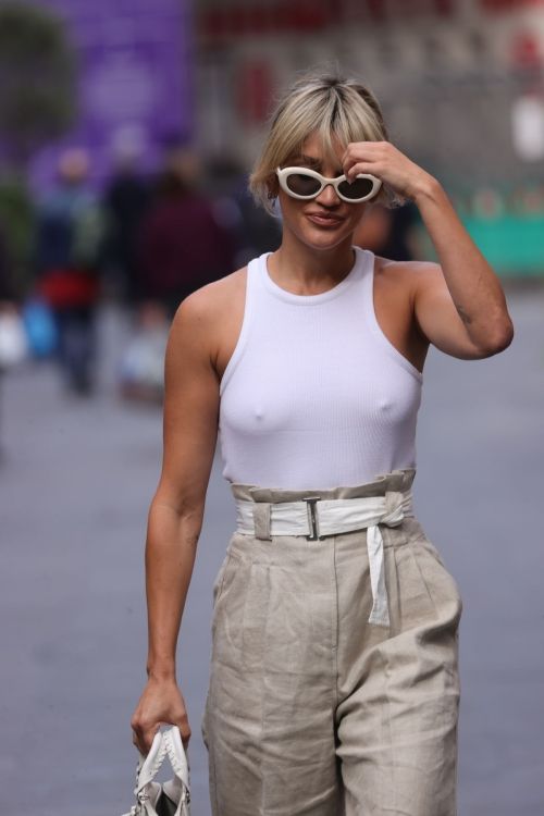 Ashley Roberts in White Top and Cargo Pants at Heart Breakfast Show in London 4