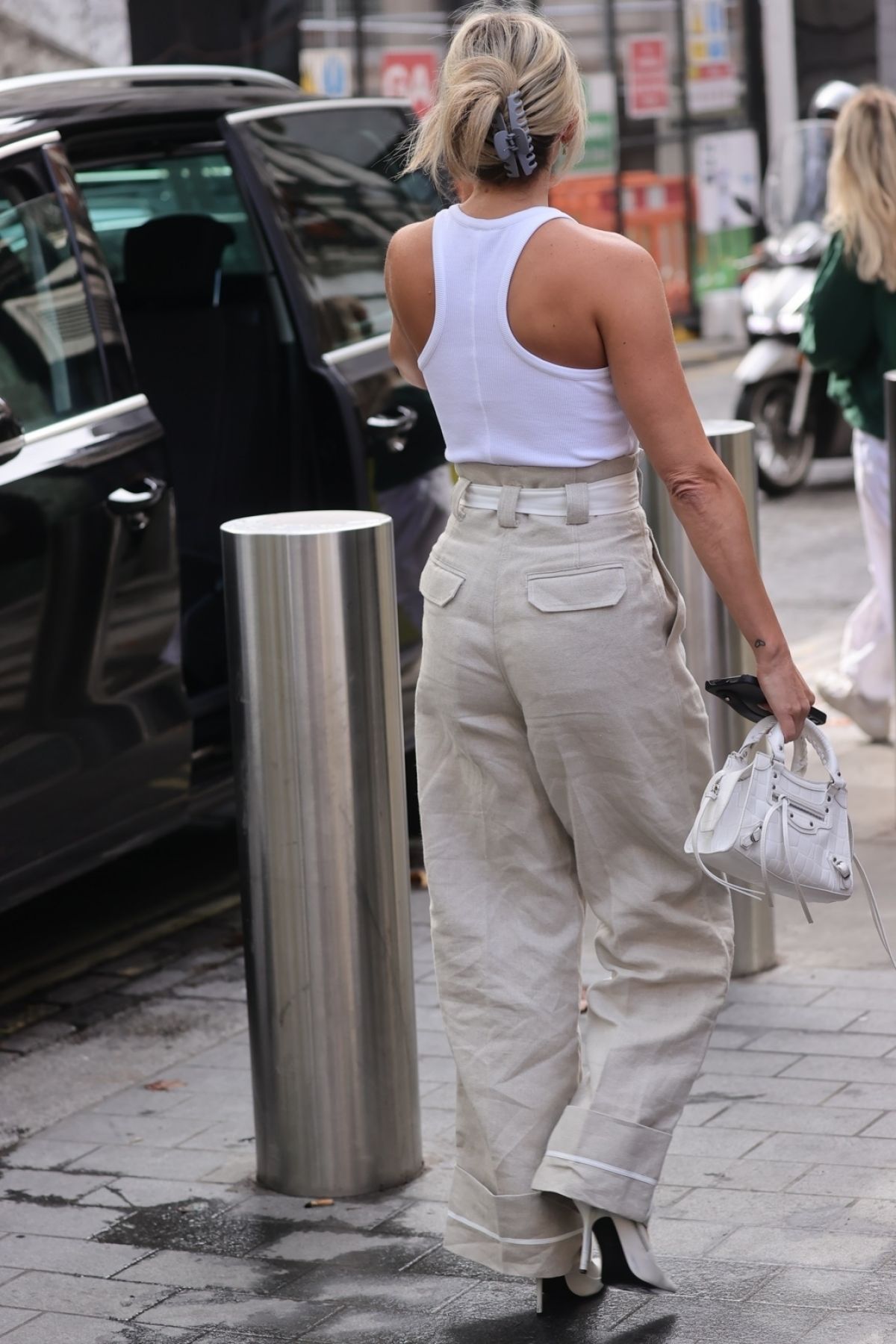 Ashley Roberts in White Top and Cargo Pants at Heart Breakfast Show in London 1