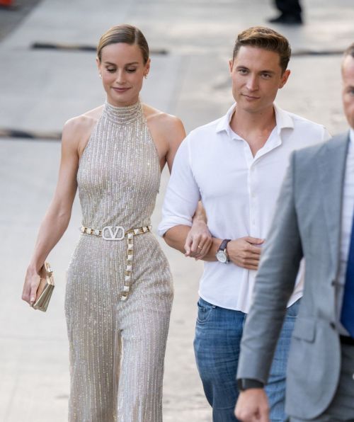 Brie Larson with her boyfriend Elijah Allan-Blitz at Jimmy Kimmel Live in Hollywood