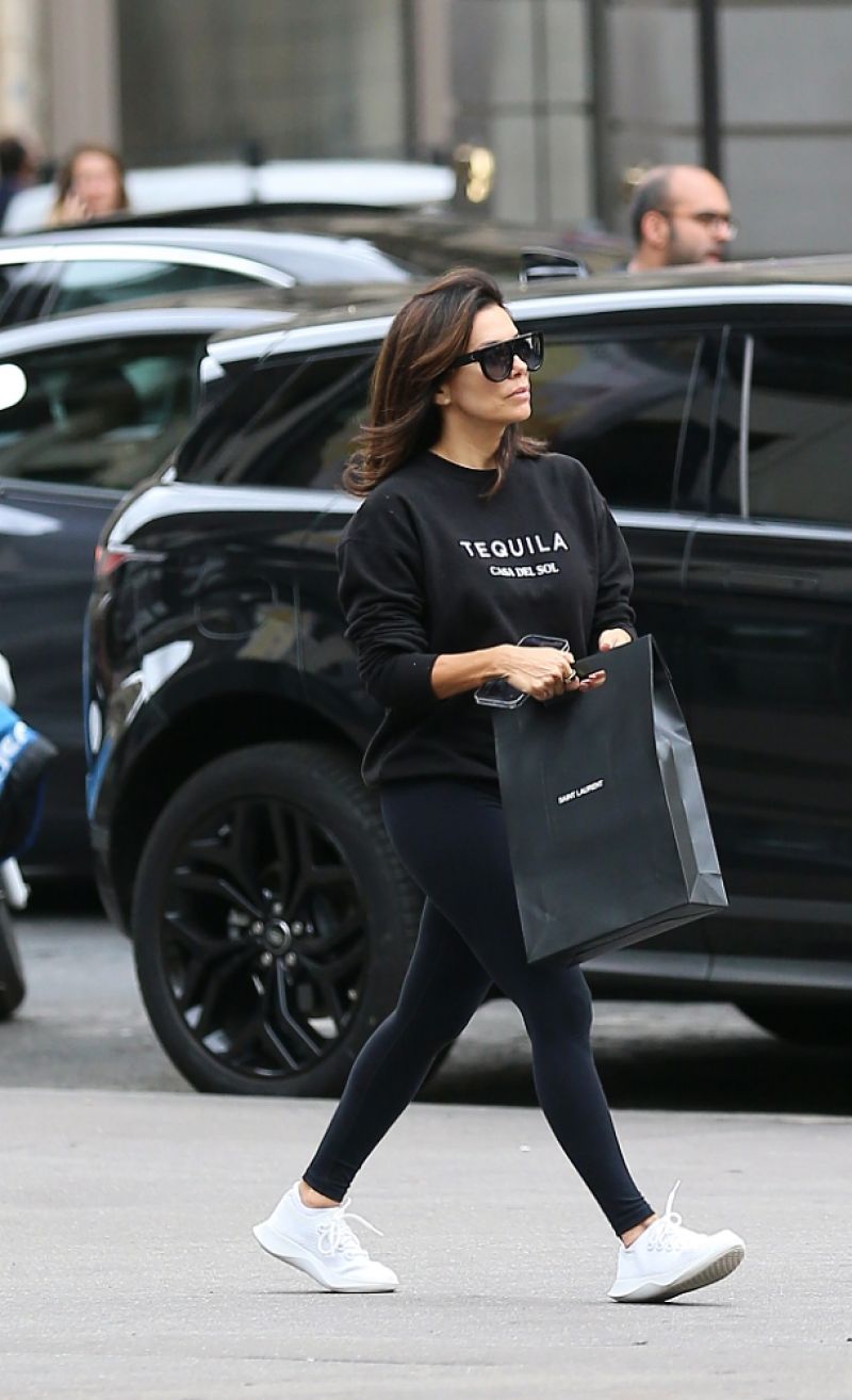 Eva Longoria seen in All Black Outfit Day Out in Paris 3