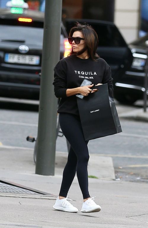 Eva Longoria seen in All Black Outfit Day Out in Paris