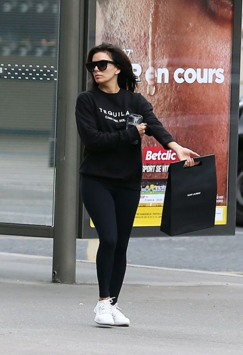 Eva Longoria seen in All Black Outfit Day Out in Paris