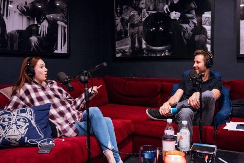 Karen Gillan seen in Checked Shirt at Michael Rosenbaum
