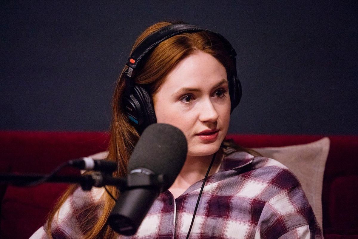 Karen Gillan seen in Checked Shirt at Michael Rosenbaum's Podcast