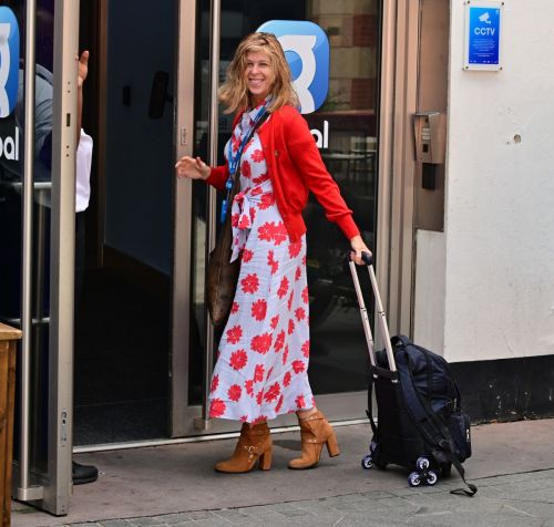 Kate Garraway in White Red Floral Gown at Global Radio Studios in London 2