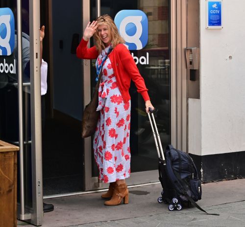 Kate Garraway in White Red Floral Gown at Global Radio Studios in London 3