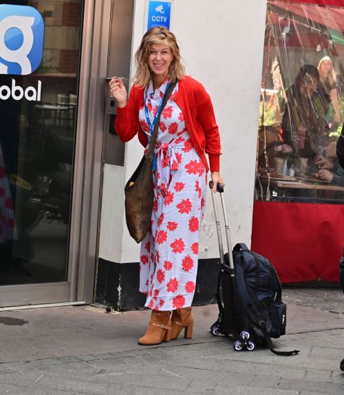 Kate Garraway in White Red Floral Gown at Global Radio Studios in London 4