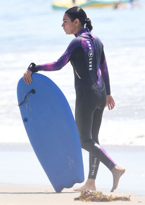 Mila Kunis in Purple Wetsuit at a Beach in Santa Barbara 4