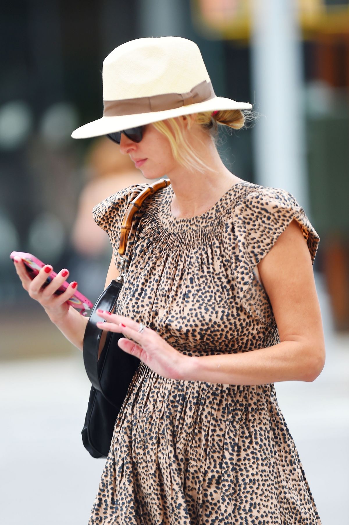 Nicky Hilton seen in Animal Printed Long Dress Day Out in New York