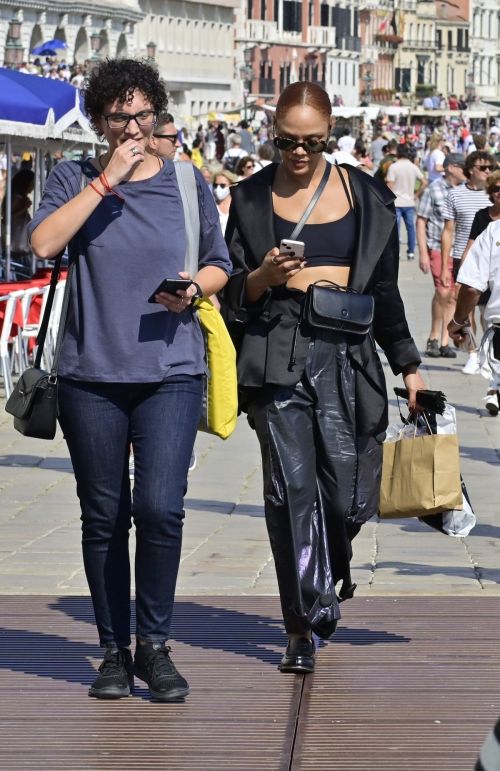 Tessa Thompson seen in All Black Outfit Day Out in Venice 2