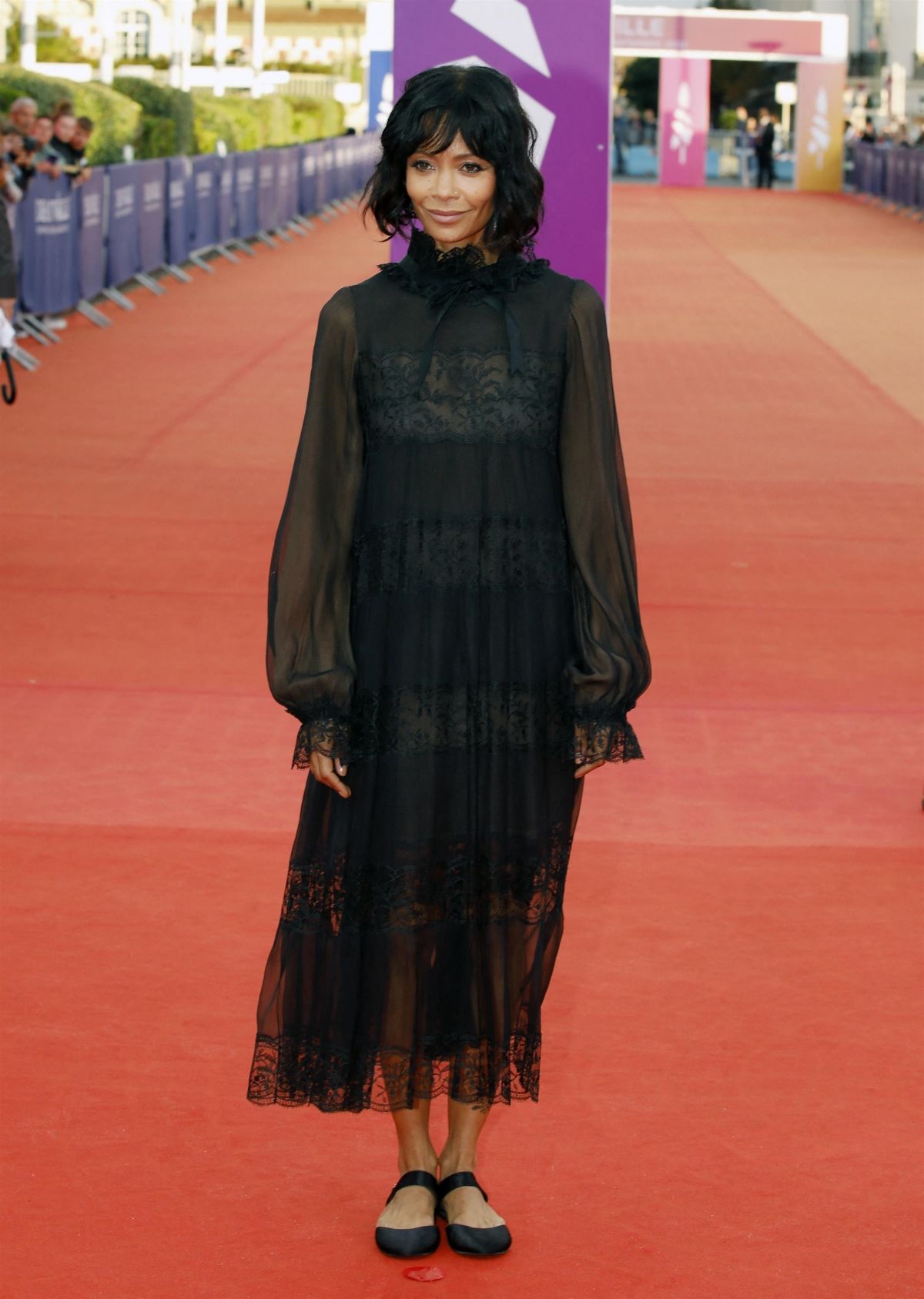 Thandiwe Newton seen in Black Dress at 47th Deauville American Film Festival