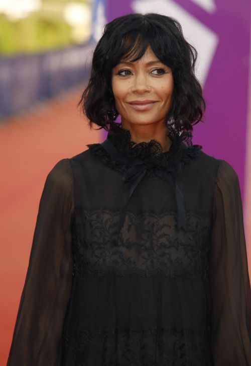 Thandiwe Newton seen in Black Dress at 47th Deauville American Film Festival