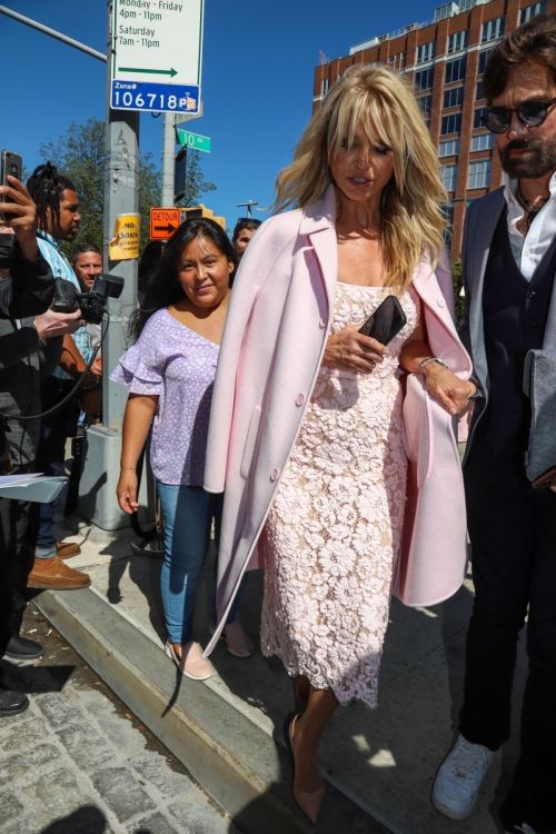 Christie Brinkley seen in White Floral Dress at Michael Kors Show in New York, Sep 2022